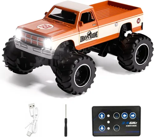 Vista 13 de 1:64 Mini RC Crawler Car, camión de control remoto de aleación con control de aplicación, controlador de 2.4 GHz, 3 modos de velocidad, luces LED