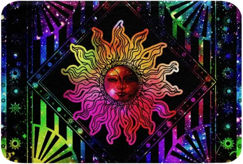 Vista 11 de Erosebridal Tapete de baño de abeja, sol y luna, decoración de habitación de galaxia trippy de 16 x 24 pulgadas, alfombra de baño de noche