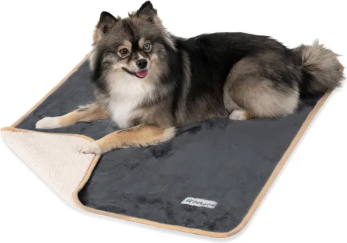 Vista 39 de PETAMI Manta impermeable de forro polar Sherpa para gatos y perros, color beige, talla S