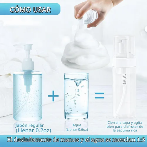 Vista 3 de TMLECE - Botellas dispensadoras de jabón espumoso de tamaño viaje de 5.1 Transparente