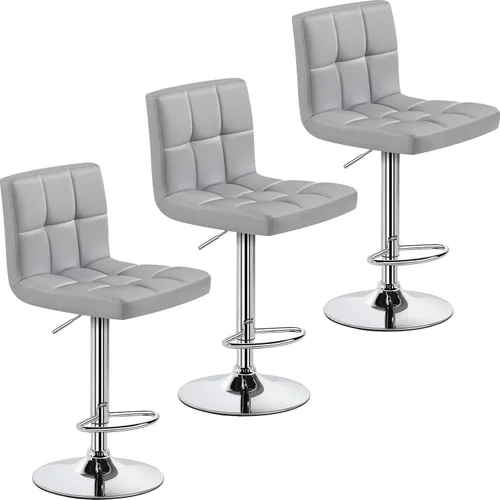 Vista 32 de Yaheetech Taburete de bar individual, taburetes giratorios de piel sintética ajustables, taburetes modernos con respaldo y reposapiés, taburetes