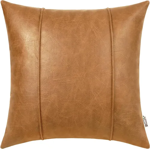Vista 13 de BRAWARM Funda de almohada de piel sintética de 16 x 16 pulgadas, color Negro