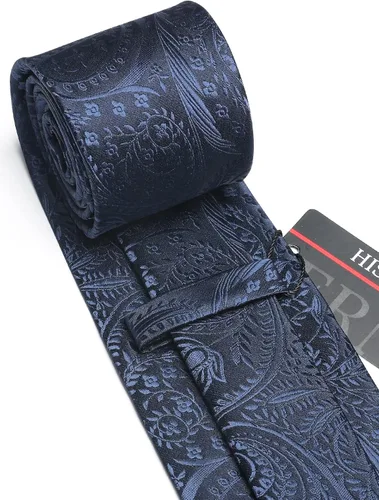Vista 28 de HISDERN Corbatas para hombre, corbata de cachemira y bolsillo cuadrado tejido clásico floral para hombre, corbata de fiesta de boda