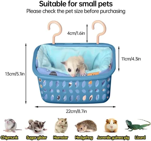 Vista 4 de LEFTSTARER Hamaca de rata para hámster o planeador de azúcar, ropa de cama cálida y suave, accesorios de juguetes para ratas, ardilla, erizo, lagarto