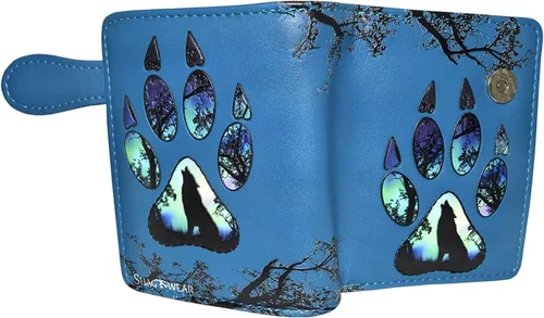 Vista 2 de Shag Wear Cartera pequeña Wolf Paw para mujer de 4.5", Azul, Moderno