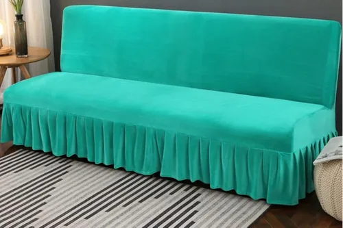 Vista 16 de IMYOGI Fundas de sofá de alta elasticidad sin brazos con falda, funda elástica ajustable de color sólido, protector de muebles para niños, mascotas