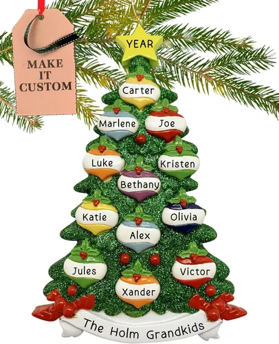 Vista 12 de Adorno Personalizado Grande para Familia de 10 Piezas 2025 Personalización Gratuita en 24h Adornos de Navidad para Árbol Recuerdo