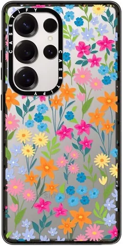 Vista 213 de CASETiFY Funda de impacto para Galaxy S22+ - Adhesivo Aries Moross, color negro transparente