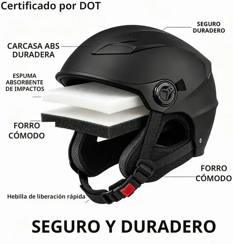 Vista 6 de Cascos de motocicleta 3/4 de cara abierta para adultos, doble visera Azul