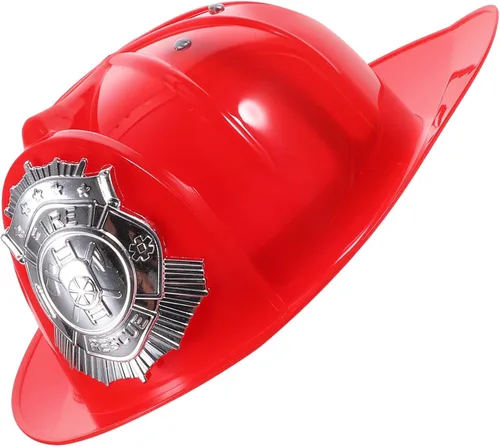 Vista 9 de VICASKY Sombrero de bombero, casco de bombero para niños, casco duro de plástico duro, casco de jefe de bomberos, accesorio de disfraz de cosplay