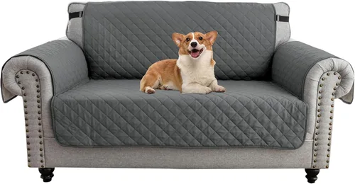 Vista 49 de UNBBRRL Funda de sofá reversible para perros y gatos, funda impermeable para muebles para mascotas y niños, protector de sofá con correas elásticas