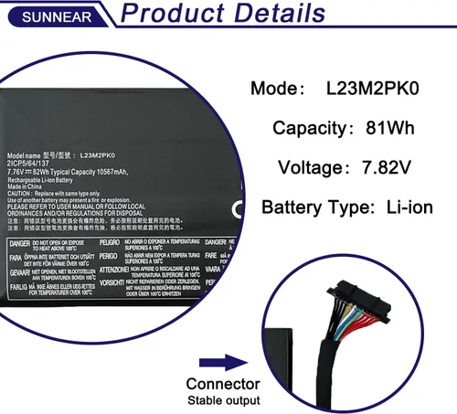 Vista 2 de 81Wh L23M2PK0 L23B2PK0 - Batería para portátil Lenovo Legion Go 8APU1 AMD Handheld Series L23D2PK0 L23C2PK0 L23L2PK0 5B11M36298 SB11M36297