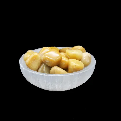 Vista 10 de Soul Sticks Cuenco de selenita relleno de 4 pulgadas con piedra semicristal y curativa, cuenco decorativo de selenita pura, carga de cristal de 7