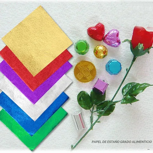 Vista 6 de 600 envoltorios de caramelo de aluminio, 4 x 4 pulgadas, 6 colores de papel cuadrado para bricolaje
