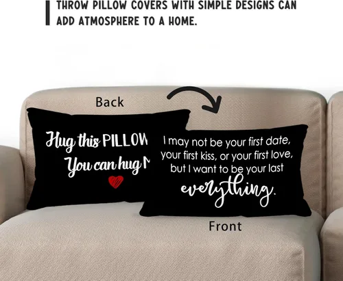 Vista 2 de Sufamb Regalos románticos de relaciones de larga distancia, reversible, decoración para el hogar y el dormitorio, funda de almohada de 12 x 20