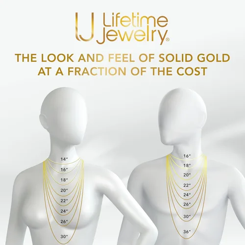 Vista 6 de LIFETIME JEWELRY Miami - Cadena de eslabones cubanos de corte cuadrado, chapado en oro de 24 quilates (0.197 in y 0.374 in)