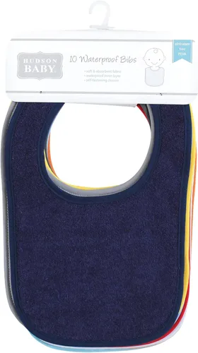 Vista 2 de Hudson Baby Babero unisex BabyDrooler con forro impermeable Azul Rojo