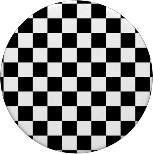 Vista 3 de PopSockets de ajedrez clásico a cuadros grandes intercambiables en negro y blanco