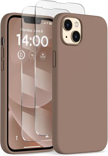 Vista 31 de Funda de silicona diseñada para iPhone 14 Plus, con 2 protectores de pantalla, funda protectora de cuerpo completo a prueba de golpes, funda delgada