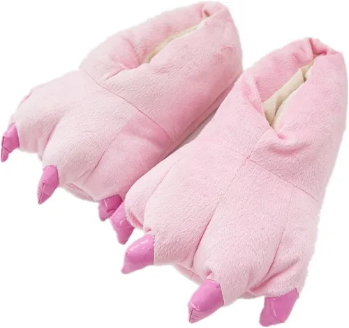 Vista 8 de MizHome Pantuflas unisex de garra de animal de tacto suave para el hogar, ideales para disfraces Negro