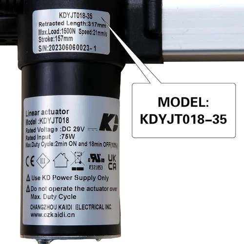 Vista 2 de Actuador lineal Kaidi Modelo KDYJT018-35 Power Reclinable Elevador Sillas Motor