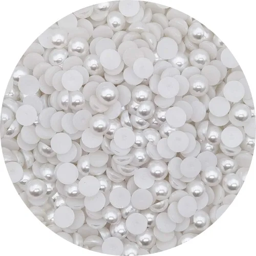 Vista 7 de INSPIRELLE 8000pcs 0.118 in Blanco Plano Parte Trasera Media Redonda Perla