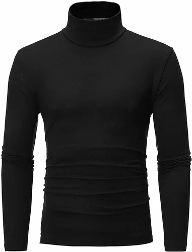 Vista 2 de Camiseta casual ligera de cuello alto para hombre, ropa interior de manga larga, para invierno, básica, delgada, suave, cómoda, elástica