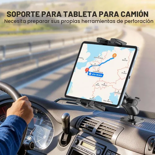 Vista 2 de OHLPRO Soporte de aluminio para tablet de 4 pulgadas para camión, base de taladro resistente, compatible con iPad Samsung Tab de 5 a 13 pulgadas