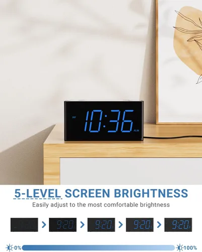 Vista 4 de PPLEE Reloj despertador súper fuerte para personas que duermen profundamente, con discapacidad auditiva o sordos, reloj despertador vibratorio