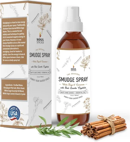 Vista 9 de SOUL STICKS Spray de Palo Santo y Sándalo para Limpieza y Energía Negativa Spray de Palo Santo 3.5oz con Cristales de Cuarzo Reales Spray