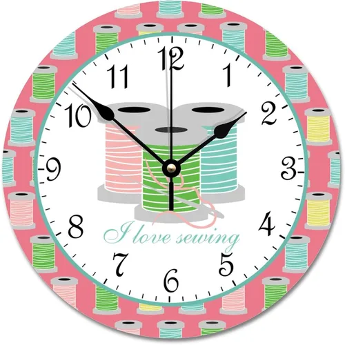 Vista 10 de ArogGeld Reloj de pared personalizado para sala de costura, botón de joya de color, 10 pulgadas, reloj de sala de manualidades, funciona