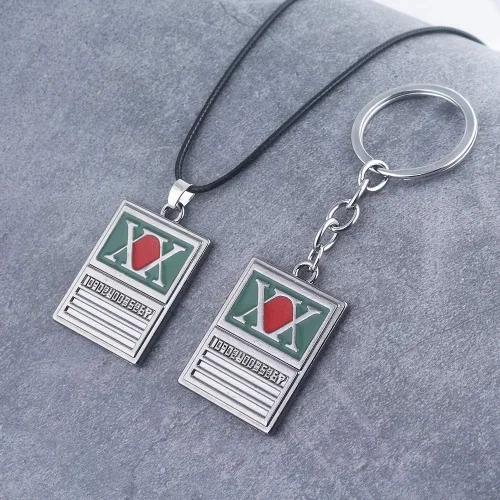 Vista 4 de HxH Hunter License Keychain - Hunter Killua GON Anime Key Chain - Halloween Cosplay Gifts for Kids Girls Teens Women Men