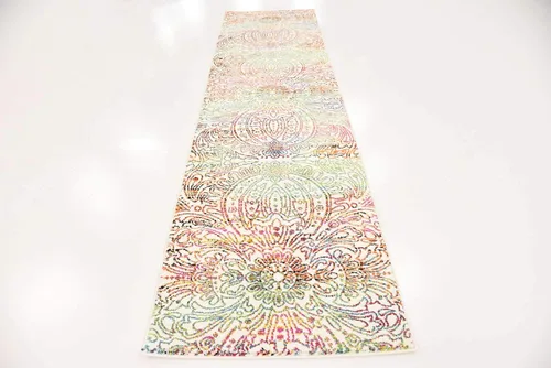 Vista 4 de Unique Loom colección Lyon - Alfombra abstracta y moderna, Polipropileno, Marfil/rojo