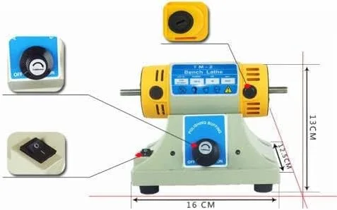 Vista 7 de TM-2 joyería roca pulidor máquina de búfer banco torno pulidor 350W+accesorios