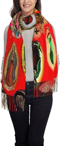 Vista 8 de TNIJWMG Bufanda Virgen María para mujer, chal suave para otoño e invierno, regalos católicos