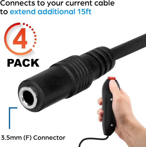 Vista 5 de Digital Energy 15 Ft Extension Cables for Handheld Game Buzzer System 4-Pack