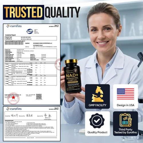 Vista 3 de Complejo liposomal NAD+ resveratrol, suplemento NAD de 1500 mg para mujeres y hombres con ácido hialurónico y extracto de pimienta negra, apoyo