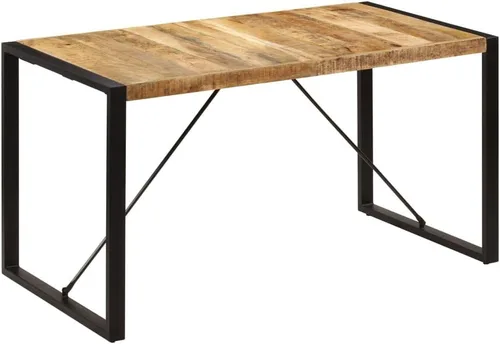 Vista 17 de Mesa de comedor de madera maciza de Sheesham, forma rectangular, 47.2 pulgadas, acabado pulido marrón con patas de metal para cocina y comedor