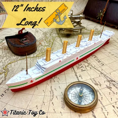 Vista 3 de TitanicToyCo HMHS Britannic Modelo de barco 1 pie de largo totalmente montado, modelo de barcos, juguetes británicos para niños, modelo de crucero