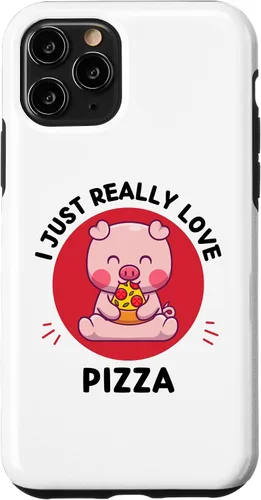 Vista 10 de iPhone 15 Kawaii Cute Pig I Just Really Love Pizza Lover Case