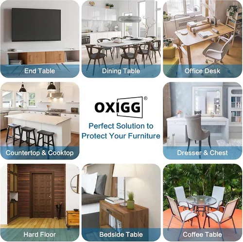 Vista 5 de OXIGG Protector transparente para mesa, 24 x 48 pulgadas, 0.059 in de grosor, protector de mesa rectangular para comedor, mesita de noche, encimera