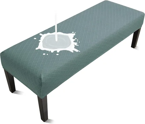 Vista 14 de Fuloon - Funda impermeable para banco de comedor, funda extraíble para banco lavable, protector de asiento para banco para sala de estar, Beige