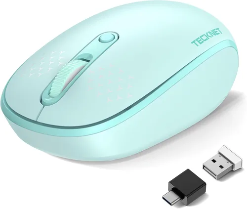 Vista 13 de TECKNET Ratón Inalámbrico Bluetooth (BT5.0/3.0 & 2.4G) Clic Silencioso Compacto y Portátil USB Óptico para Computadora, Ratón Bluetooth para Laptop
