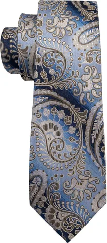 Vista 5 de Barry.Wang Conjunto de moda de corbata de cachemira, gemelos y corbatas para hombre, tejido de seda