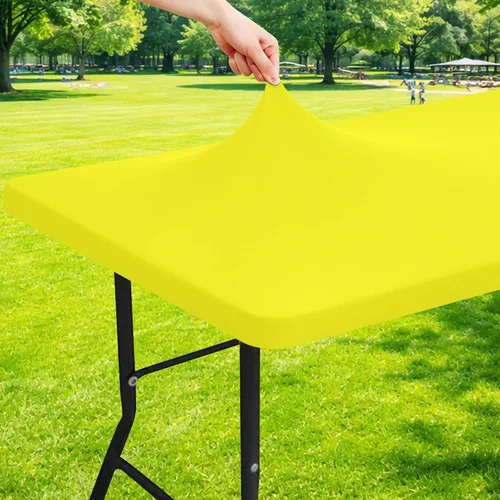 Vista 41 de Moosfor Mantel rectangular de elastano de 4 pies, manteles elásticos ajustables para pícnic, funda elástica y lavable para mesa de patio para Azul