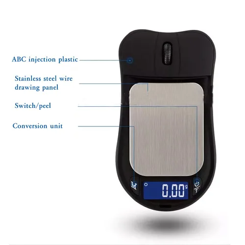 Vista 2 de SaiDian 1 Uds. Mini escala electrónica de alta precisión 3.53 oz/0.00 oz forma creativa ratón escala de alimentos escala portátil joyería escala