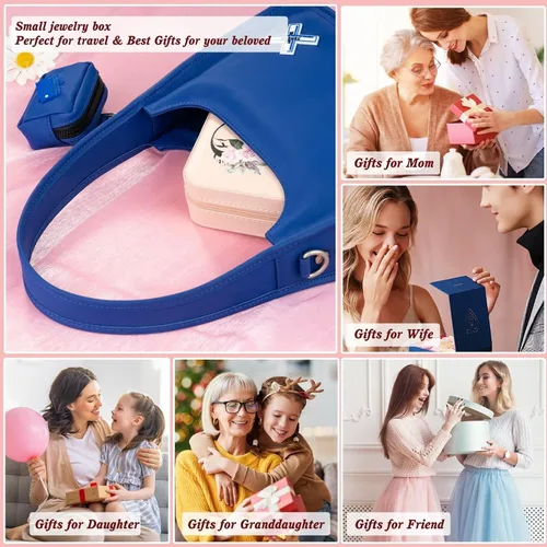Vista 4 de QLOVEA Regalos para niñas adolescentes, regalos de cumpleaños para hija, nieta, joyero de viaje, organizador de joyas, joyero con iniciales