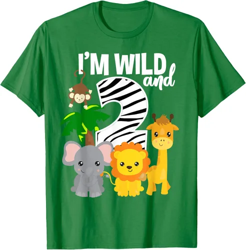 Vista 4 de Camiseta de cumpleaños con temática de zoológico de I'm Wild and 2, Negro, S