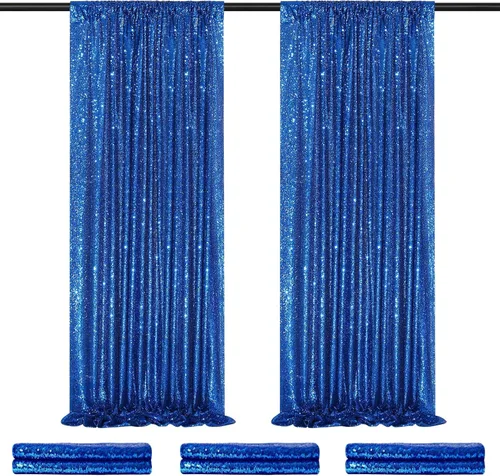 Vista 23 de 2 cortinas de 2 x 8 pies de lentejuelas con brillantina para marco de fotografía, para fiestas o fondos de fotografía
