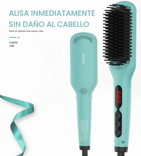 Vista 6 de AZEUS - Cepillo iónico para alisar el cabello, peine con calefacción MCH